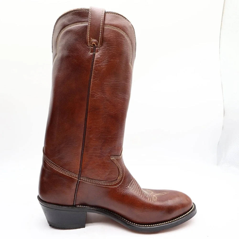 Laredo Vintage 90s Western Boots Mens 9 D Chocolate Brown Leather 2723 NIB